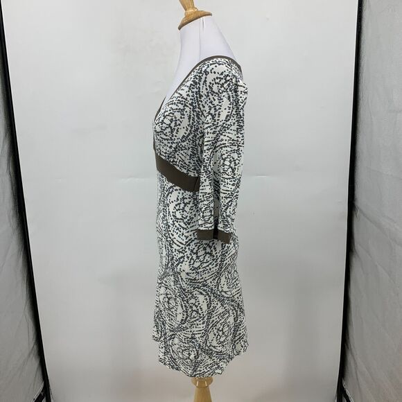 Athleta Geometric Dress Womens S Small Quarter Sleeve Surplice Neck Stretch Fit - Picture 4 of 10